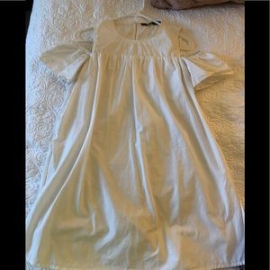 Zara white Cut out shoulder frilly sleeve dress